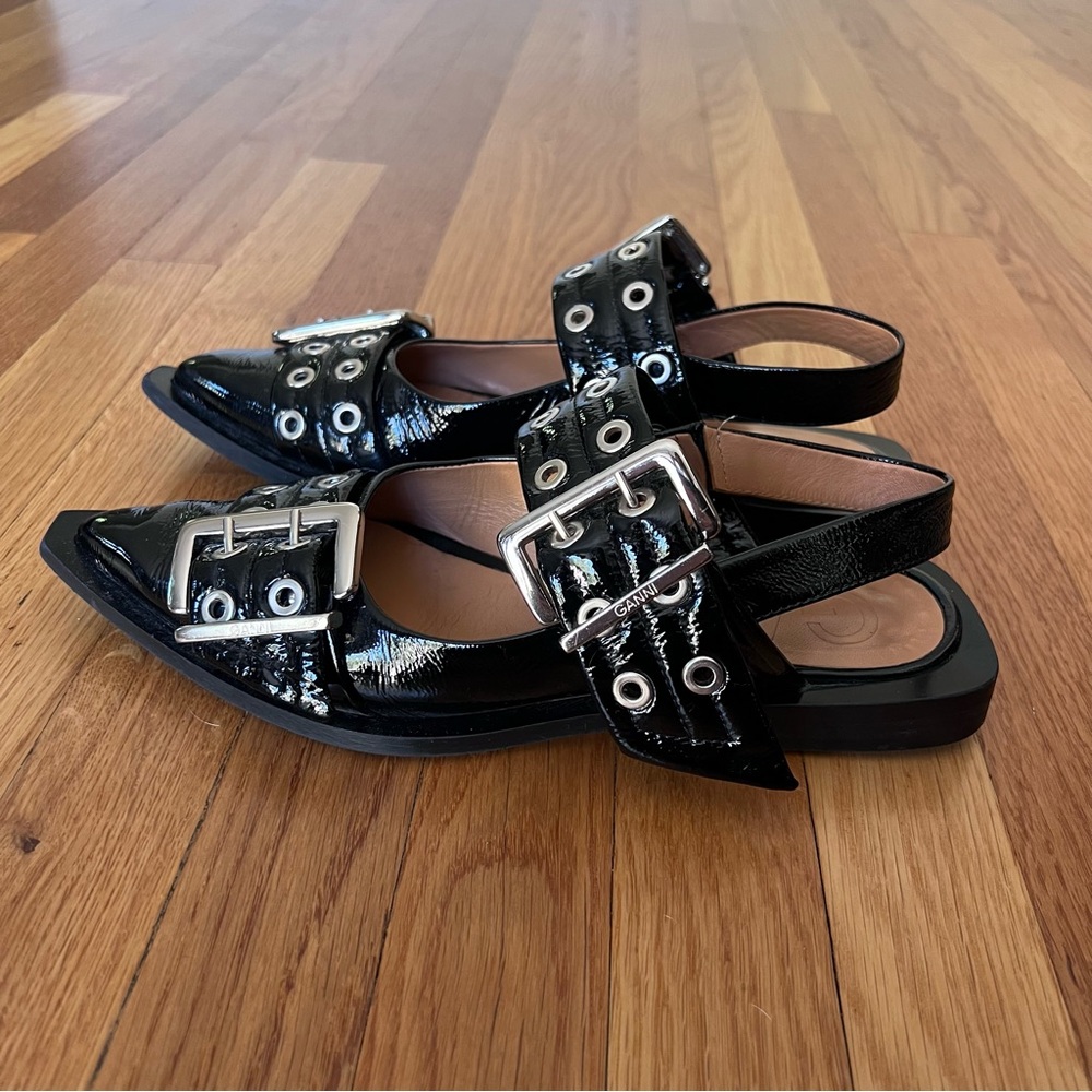 Ganni Leather Ballerina Flats